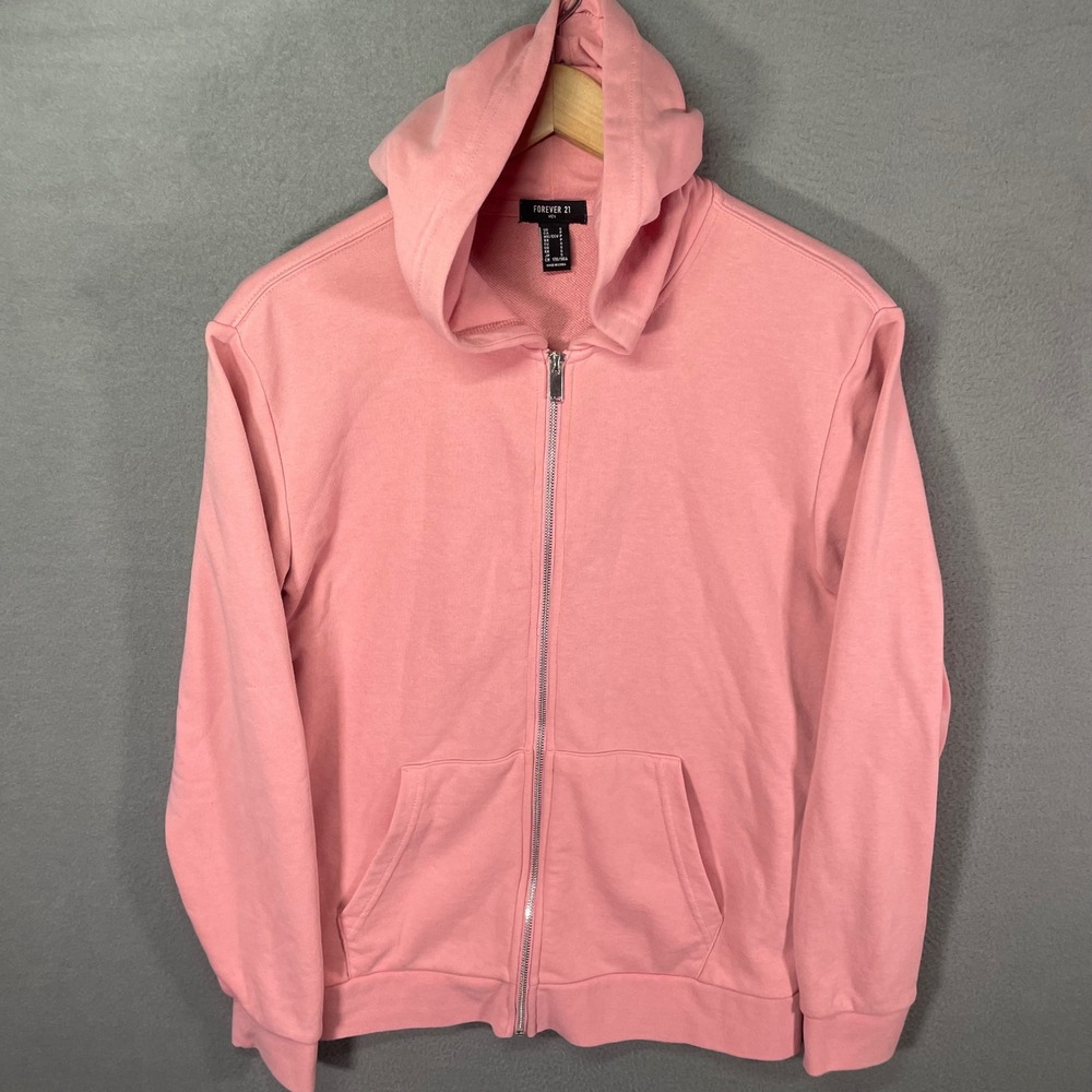 Forever 21 Full‎ Zip Hoodie Womens Small Pink Fleece Basic Casual Lightweight